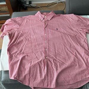 Ralph Lauren red mini check button down short sleeve shirt. Size xxl.